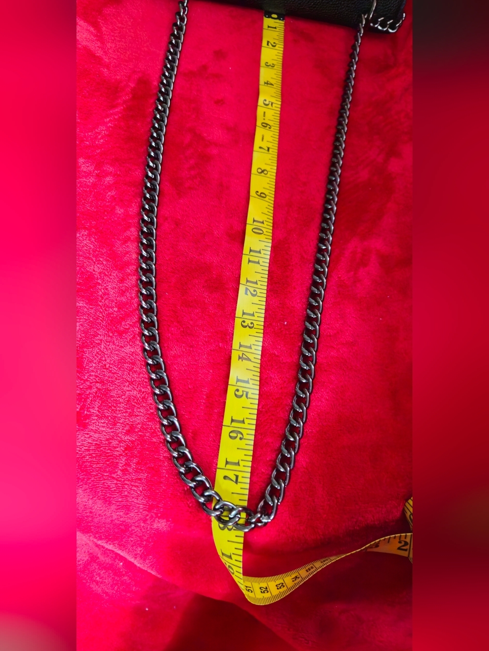 Black Pebble Leather Chain Shoulder Bag with Silver-Tone Hardware - Picture 8 of 12